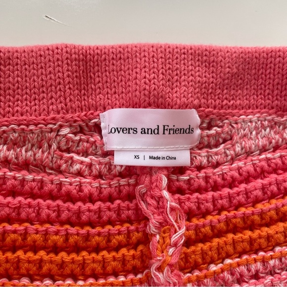 Lovers + Friends Pink Orange Eliava Crochet Cardigan Shorts Set Size XS NWOT - Picture 11 of 14
